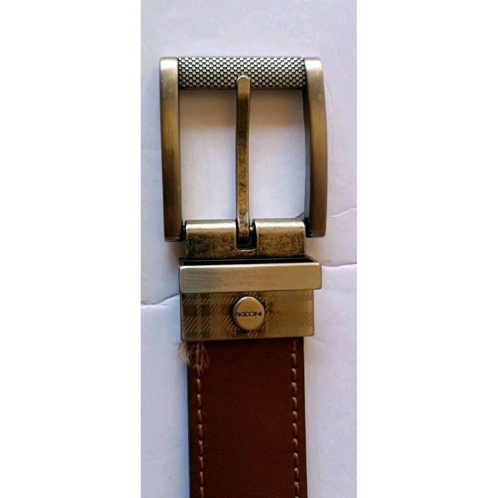 Boconi Reversible Dress Belt Black Brown Mens Sz 40 / 100 Silver Buckle 1 1/4" - Picture 6 of 7